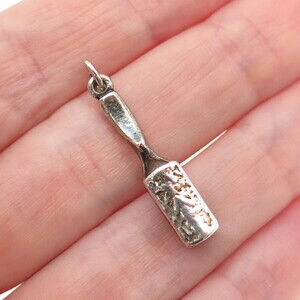 SUNWEST 925 Sterling Silver Vintage Hairbrush Oxidized 3D Charm Pendant